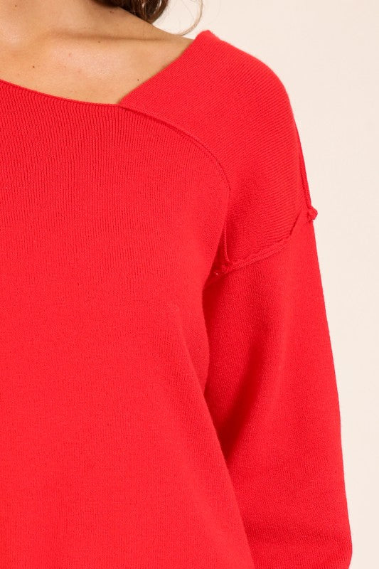 Red Asymmetric Sweater