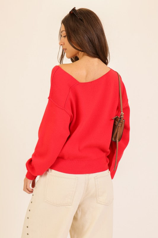 Red Asymmetric Sweater
