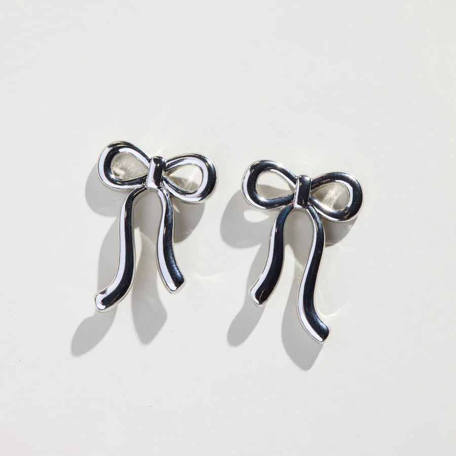 Silver Vintage Bow Stud Earrings
