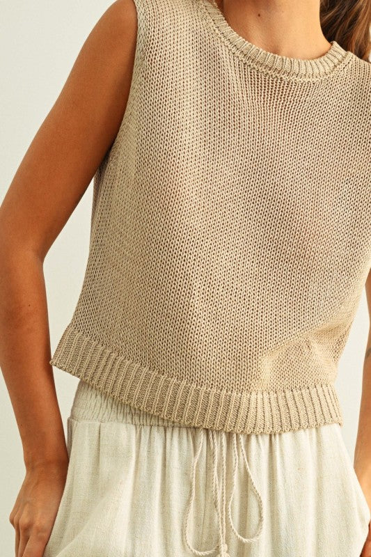 Sleeveless Knit Top in Stone