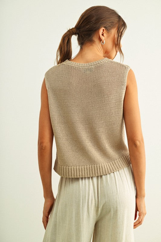 Sleeveless Knit Top in Stone