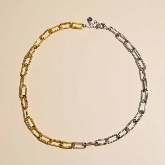 Mixed Metal Paperclip Chain Necklace