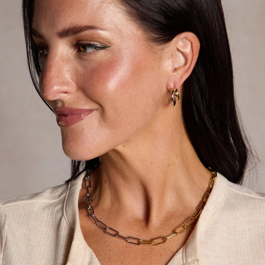 Mixed Metal Paperclip Chain Necklace