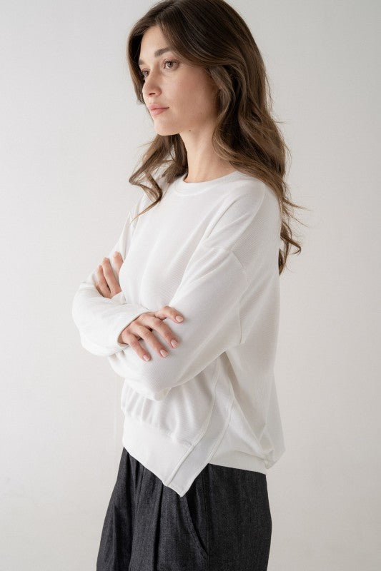 White Asymmetrical Lightweight Sweatshirt