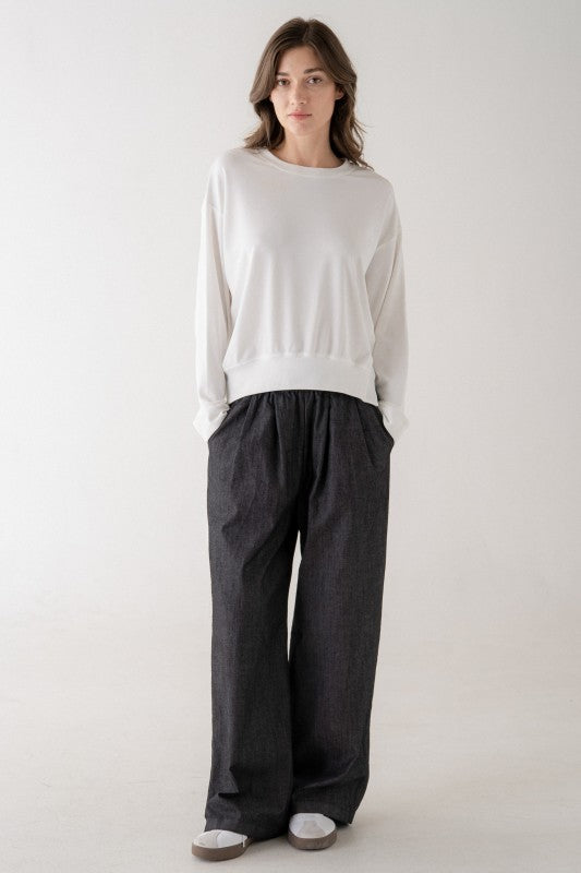 White Asymmetrical Lightweight Sweatshirt