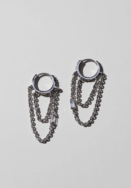 Silver Chain Huggie Earrings