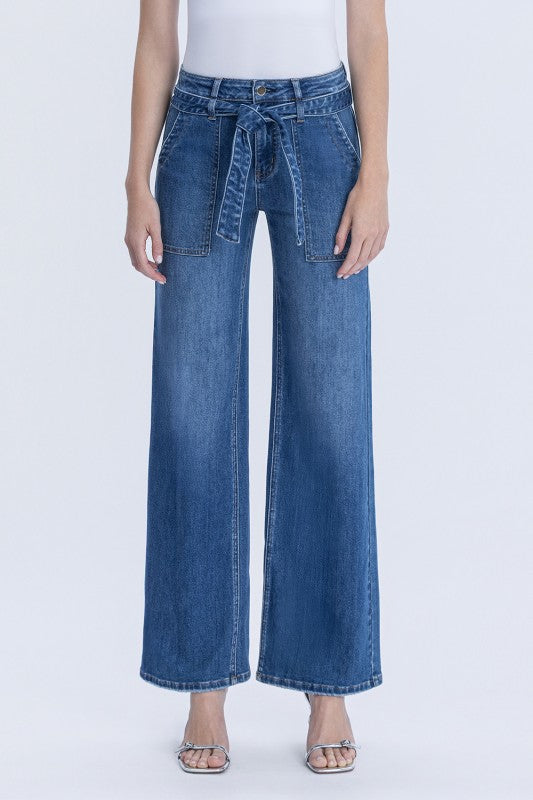 High Rise Tie Waist Denim