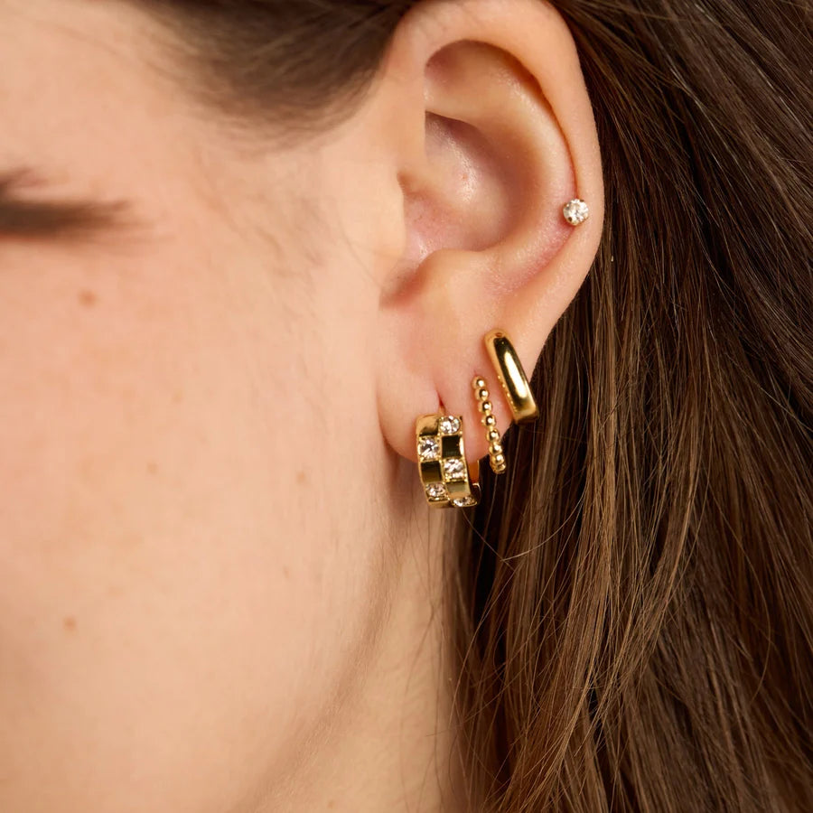 Gold Pave Checkered Earrings