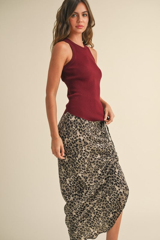 Classic Ribbed Knit Tank Top In Cabernet