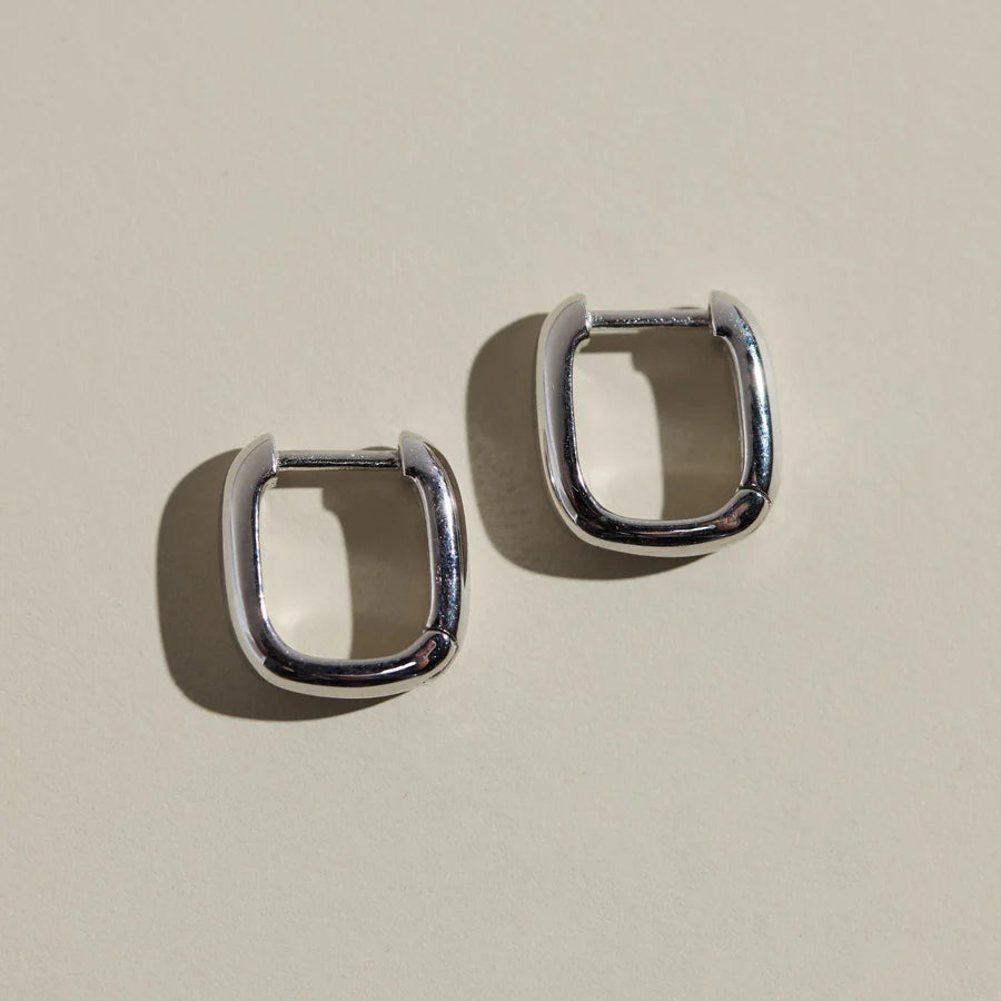 Silver Square Huggies