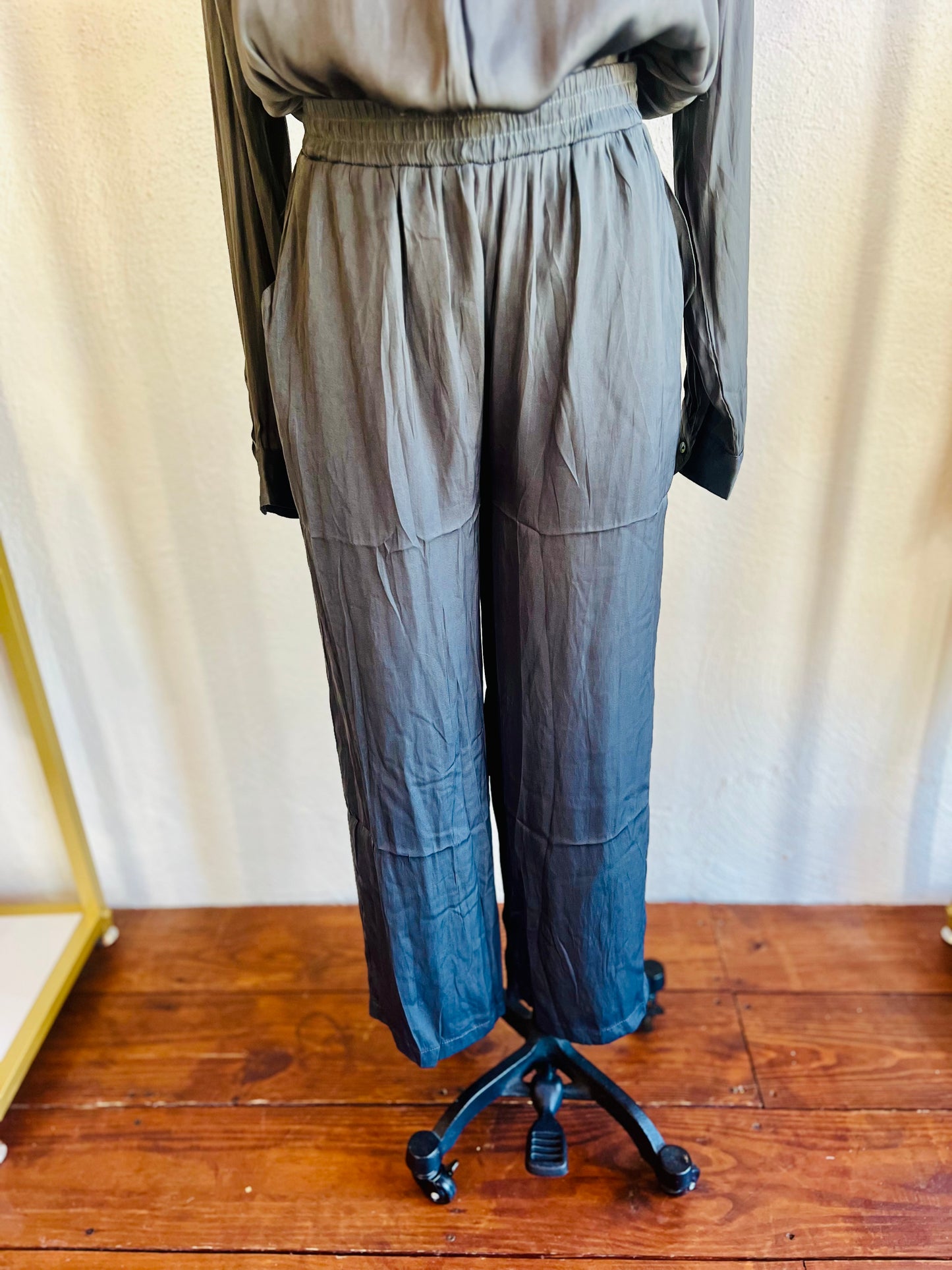 Slate Solid Satin Pants