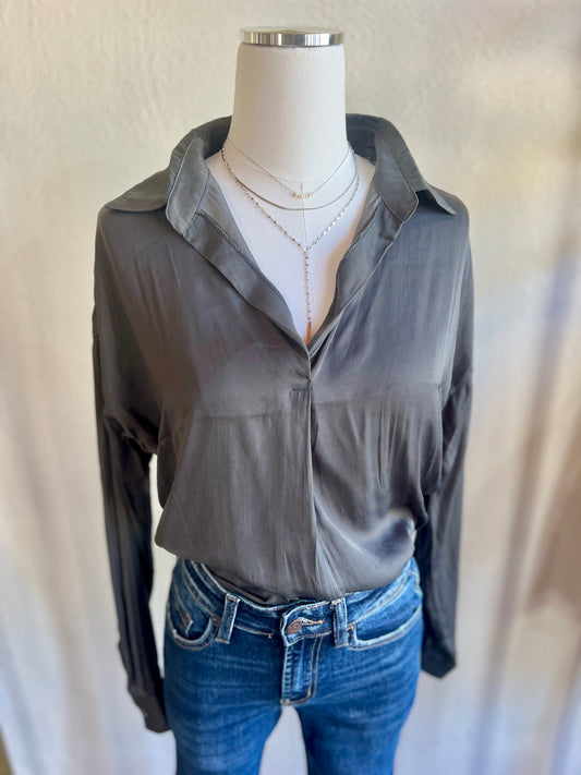 Slate Satin Top