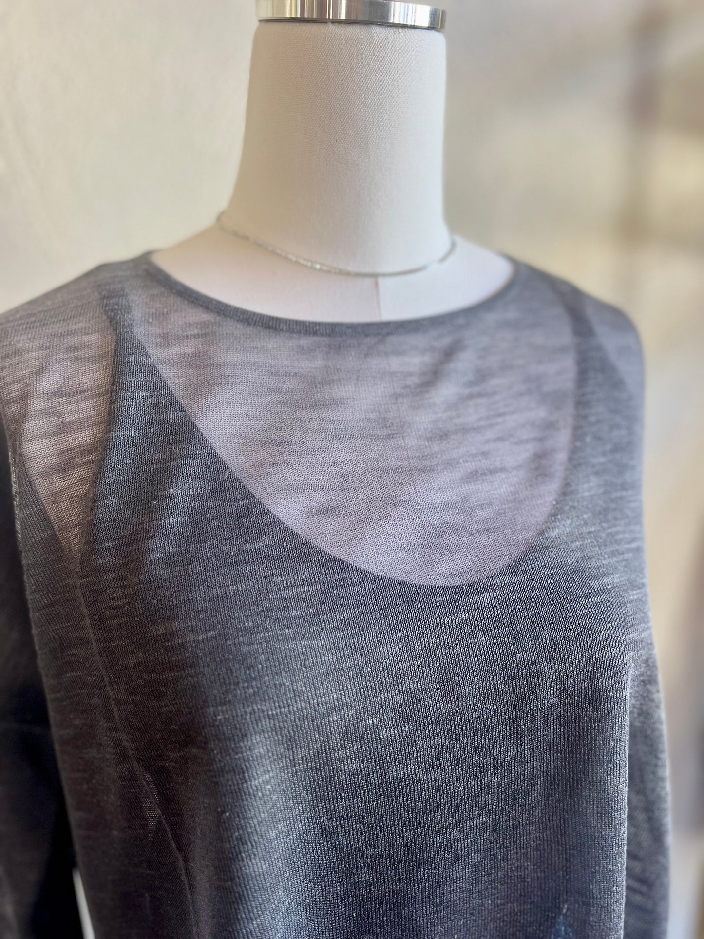 Lightweight Gauze Top in Charcoal