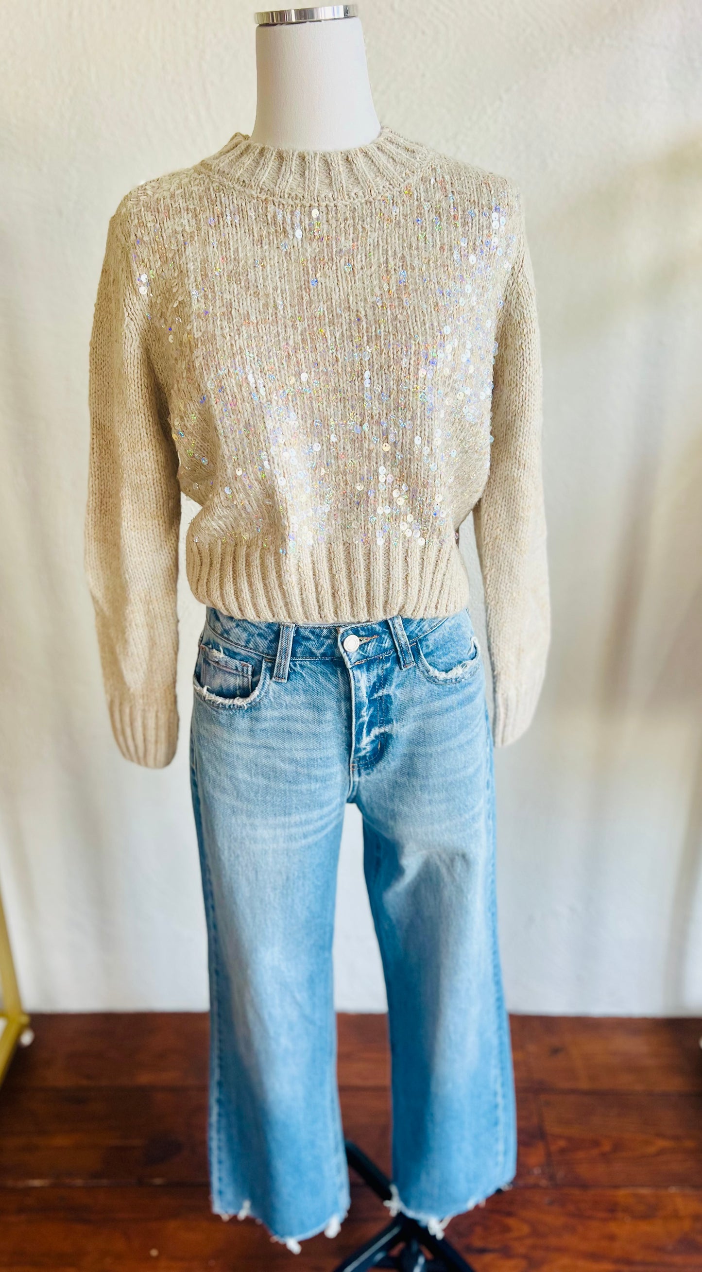 Crewneck Sequined Sweater