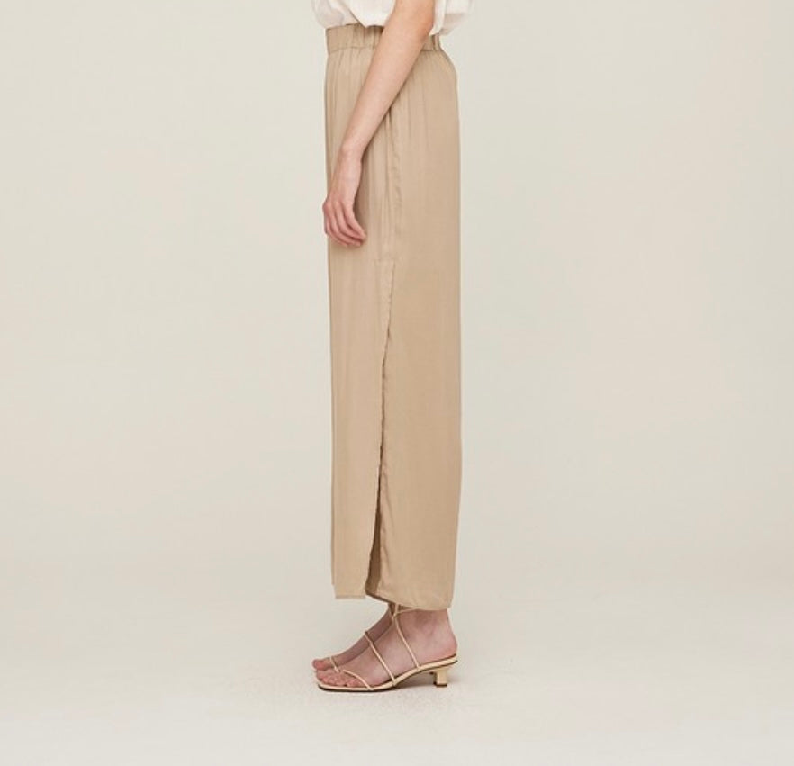 Side Slit Satin Pants