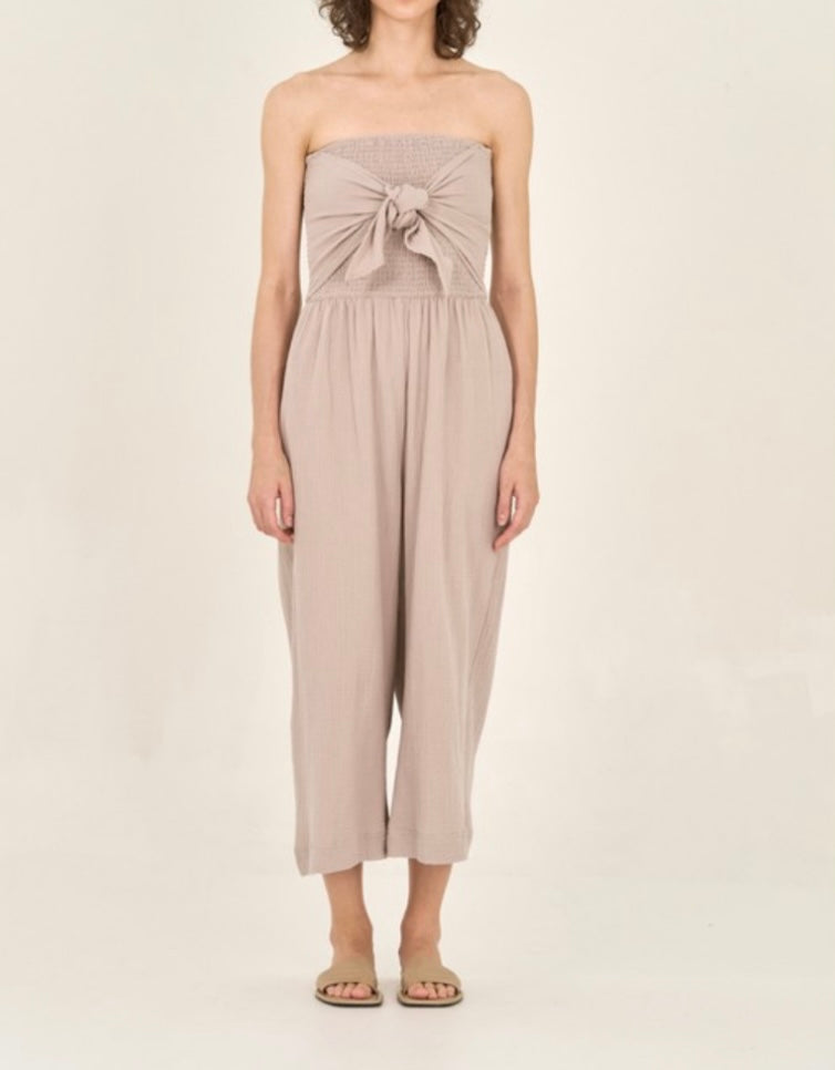 Tie Front Gauze Jumpsuit