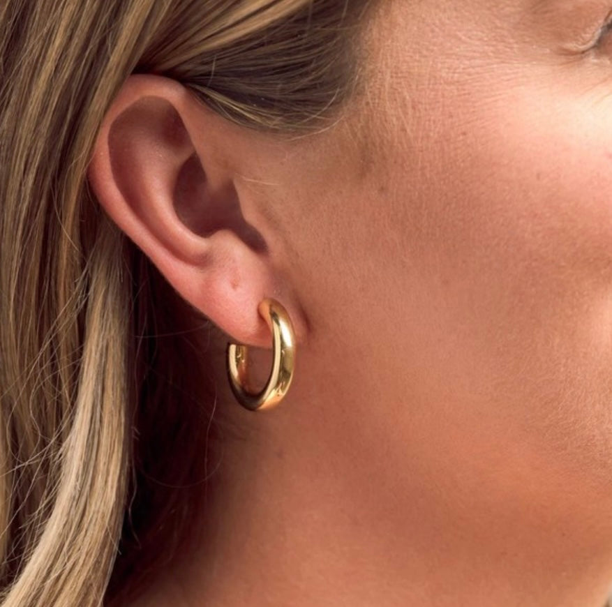 Gold Tube Hoop Earrings