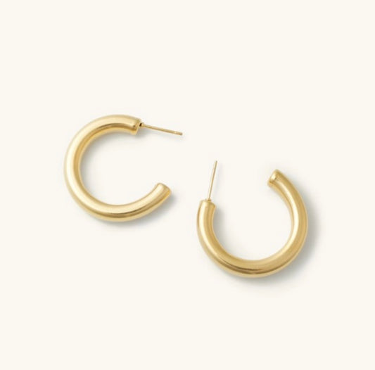 Gold Tube Hoop Earrings