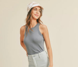 Classic Ribbed Tank Top in Dusty Blue