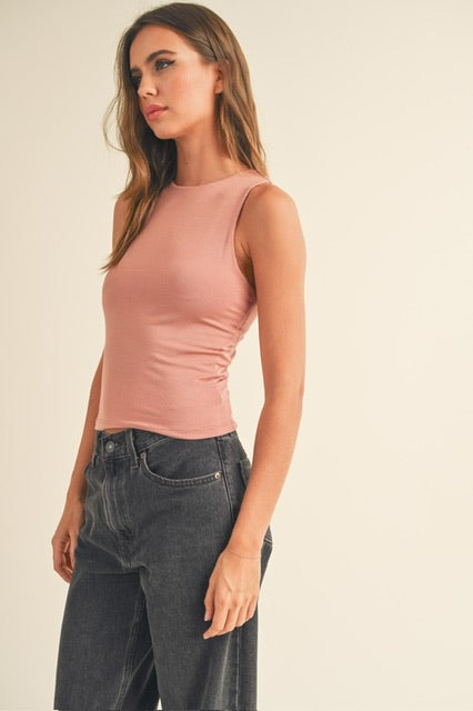 Double Layered High Neck Tank Top