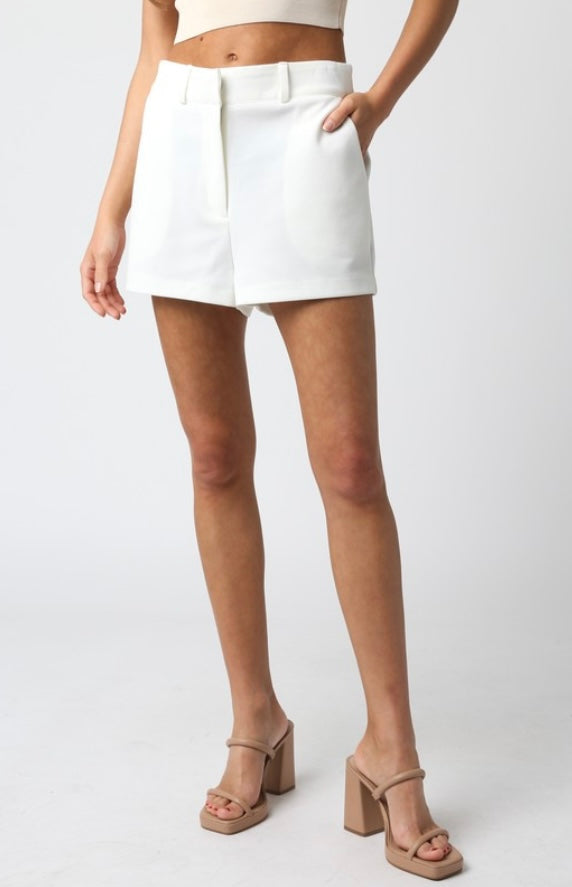 The Lily Crepe Shorts in White