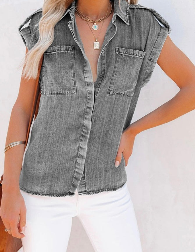 Lightweight Short Sleeve Denim Shirt