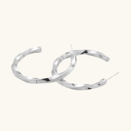 Madrid Silver Twist Hoops