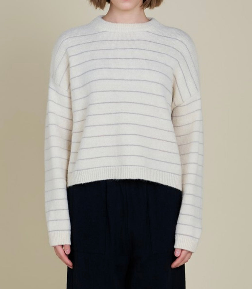 Ivory & Dove Grey Striped Sweater