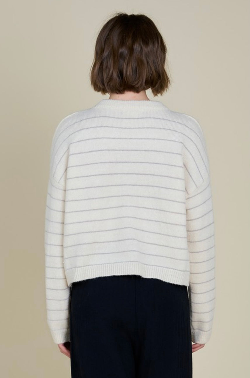 Ivory & Dove Grey Striped Sweater