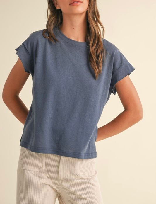 Light Weight T-Shirt in Dusty Denim Blue