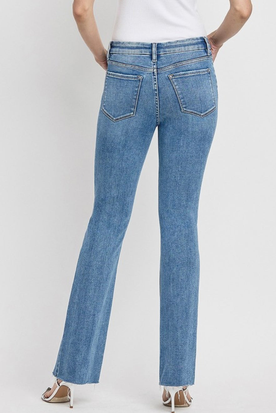 Mid Rise Seamless Waistband Bootcut Denim