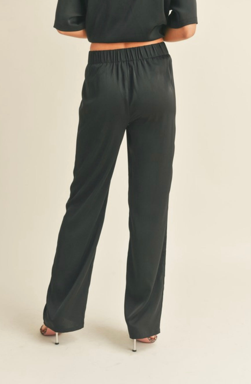 Matt Satin Trouser in Black