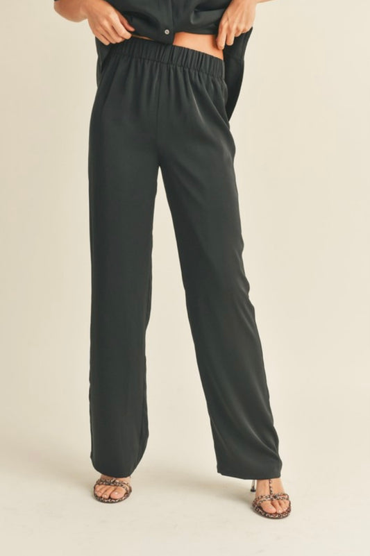 Matt Satin Trouser in Black