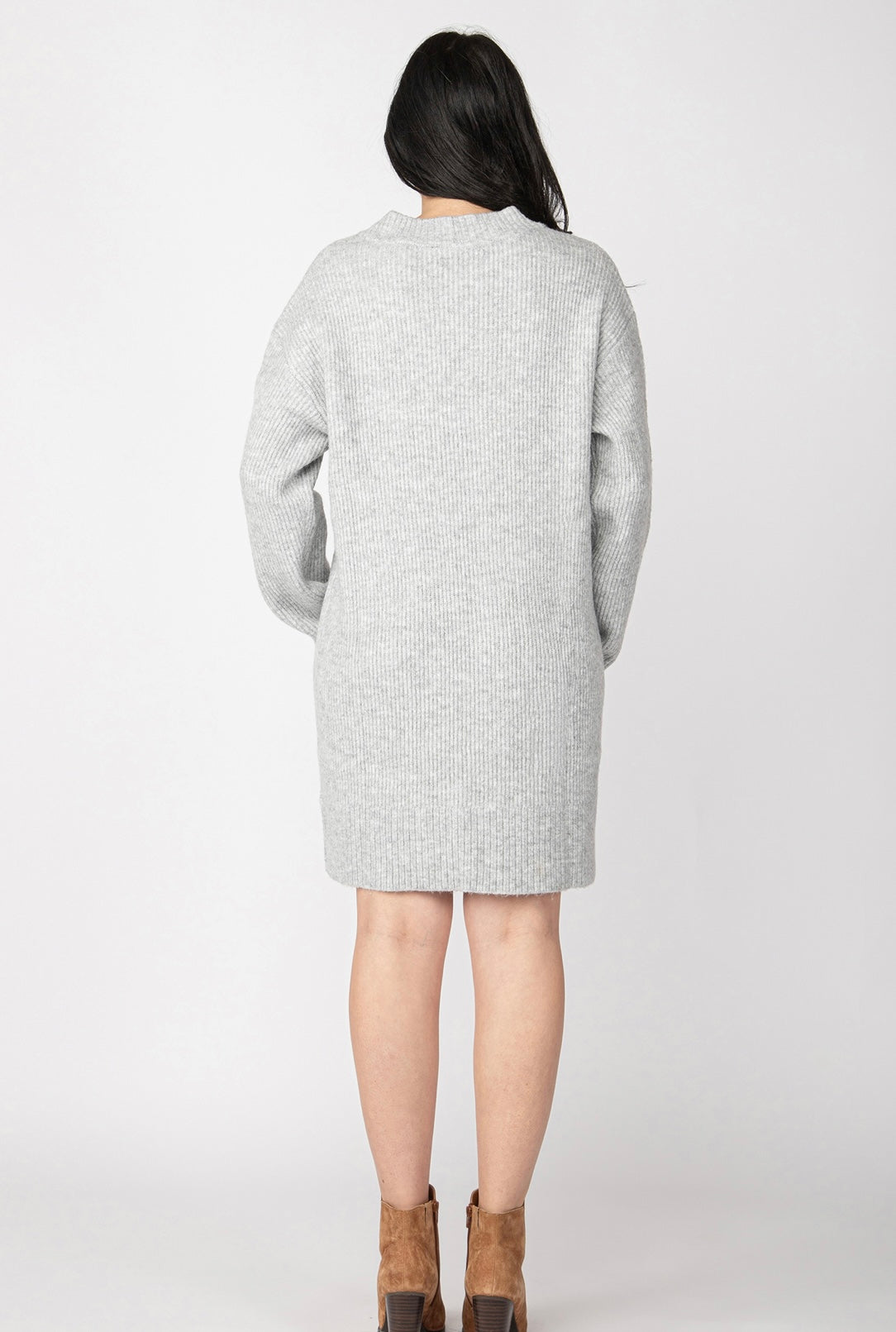 Light Grey Melange Sweater Dress