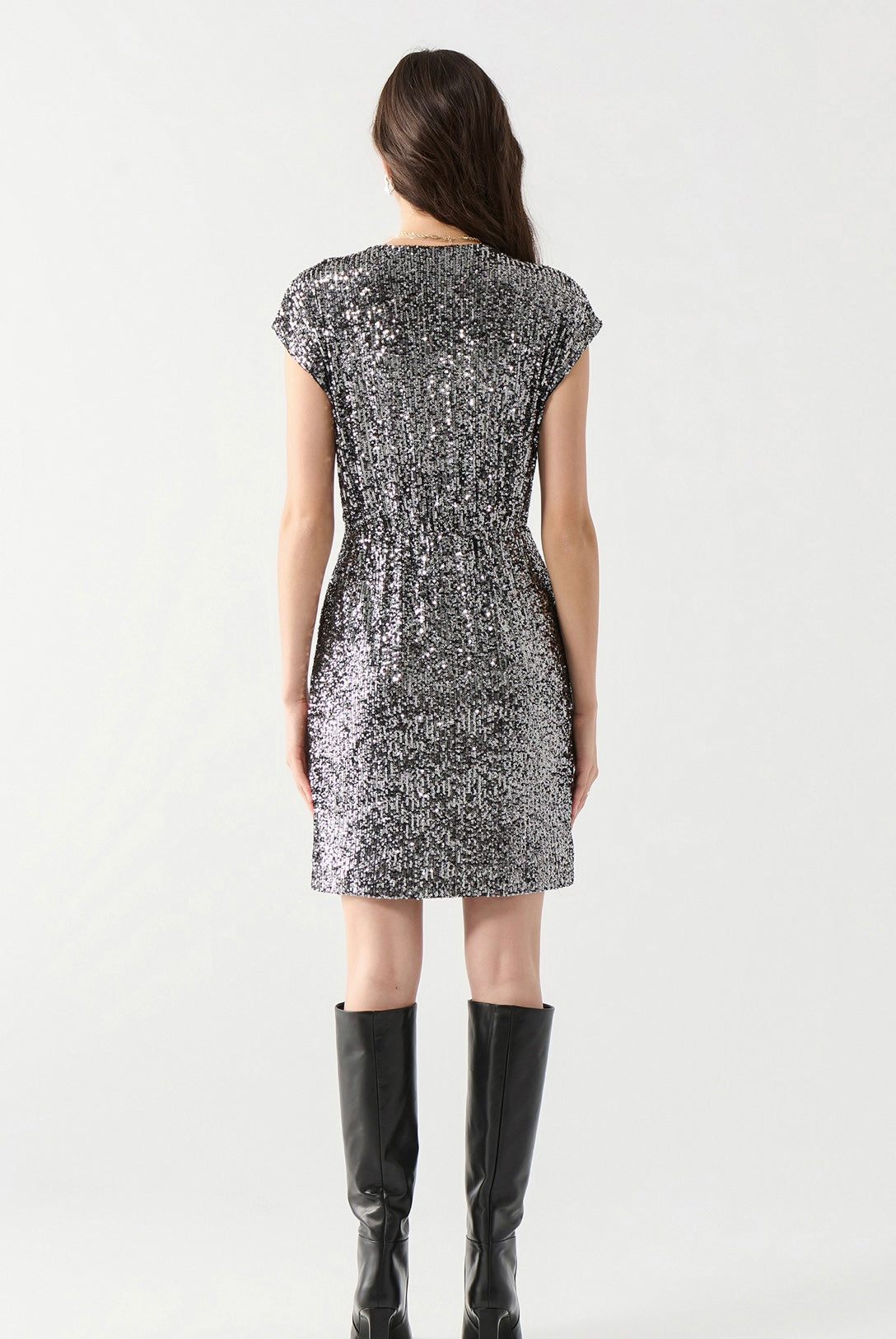 Pewter Sequin Cocktail Dress