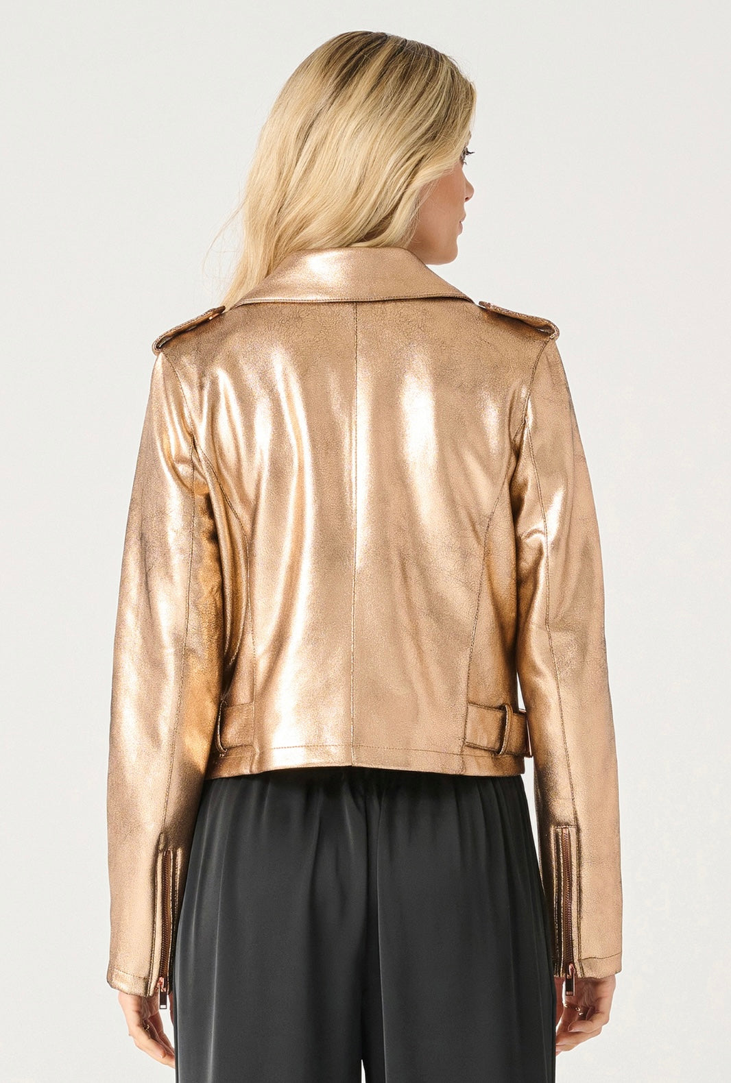 Rose Gold Metallic Moto Jacket