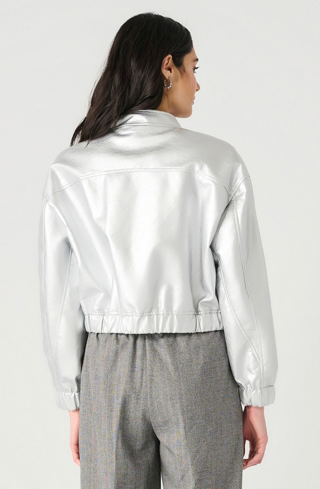 Silver Metallic Bomber Jacket