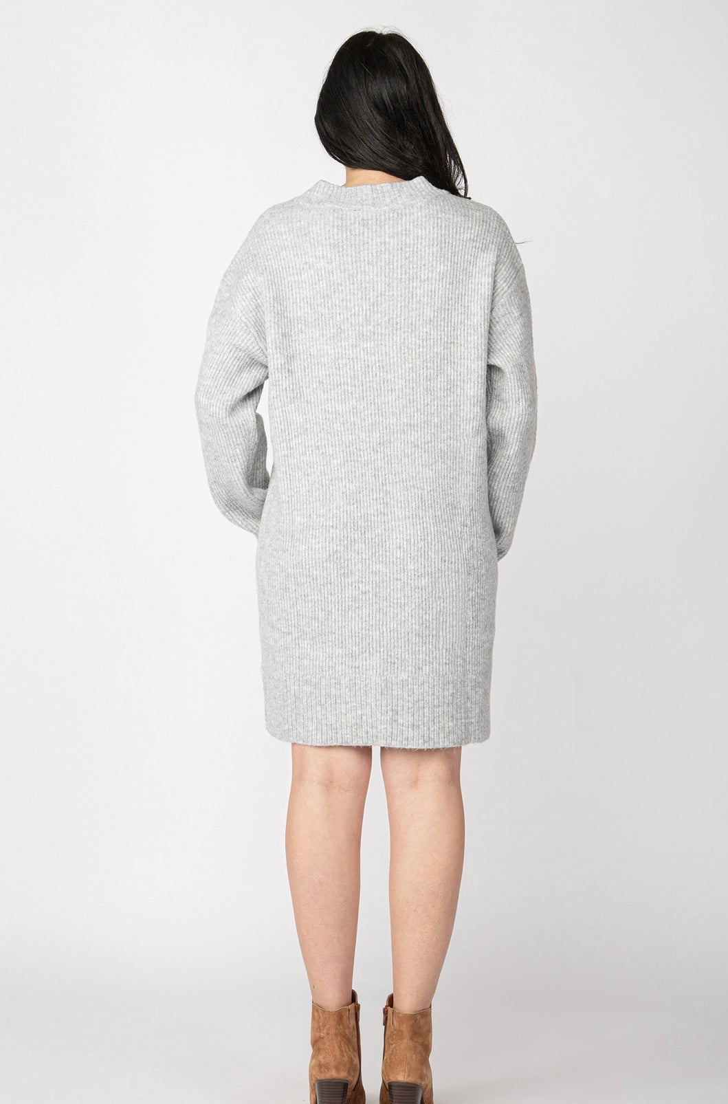 Light Gray Melange VNeck Mini Dress