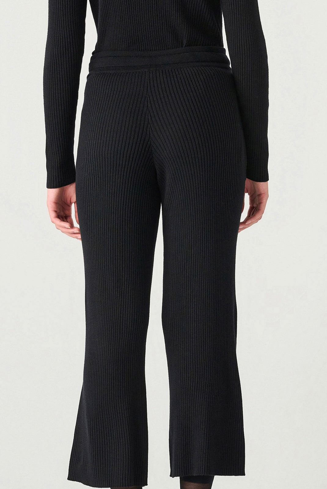 Black Ribbed Sweater Pants