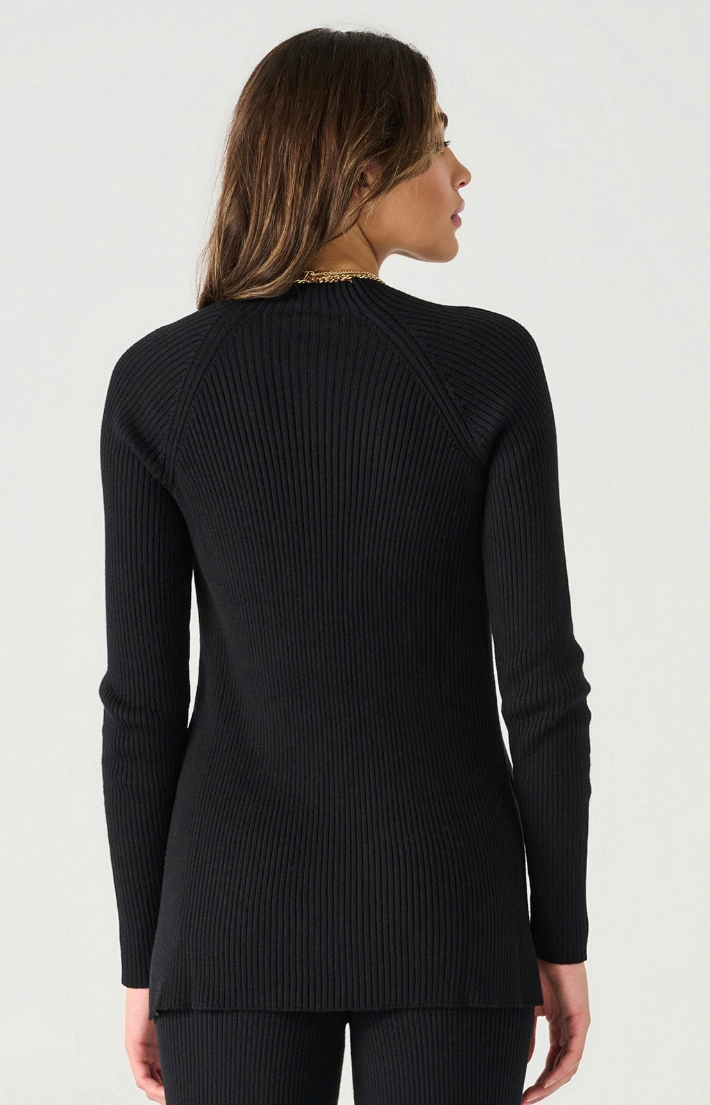 Long Sleeve Mock Neck Ribbed Sweater