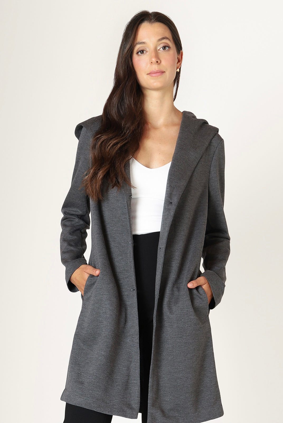 Charcoal Hooded Cardigan