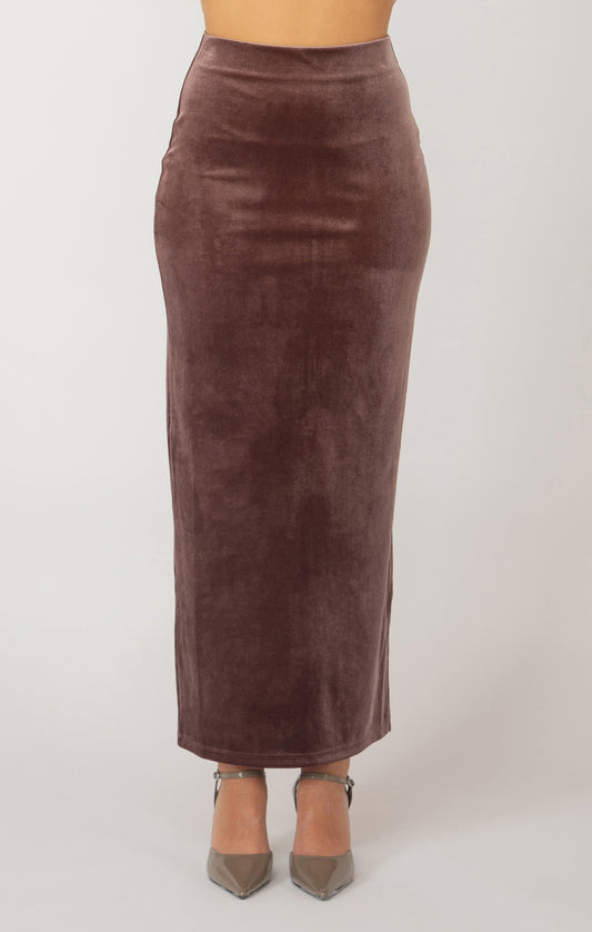 Pull On Velvet Maxi Skirt