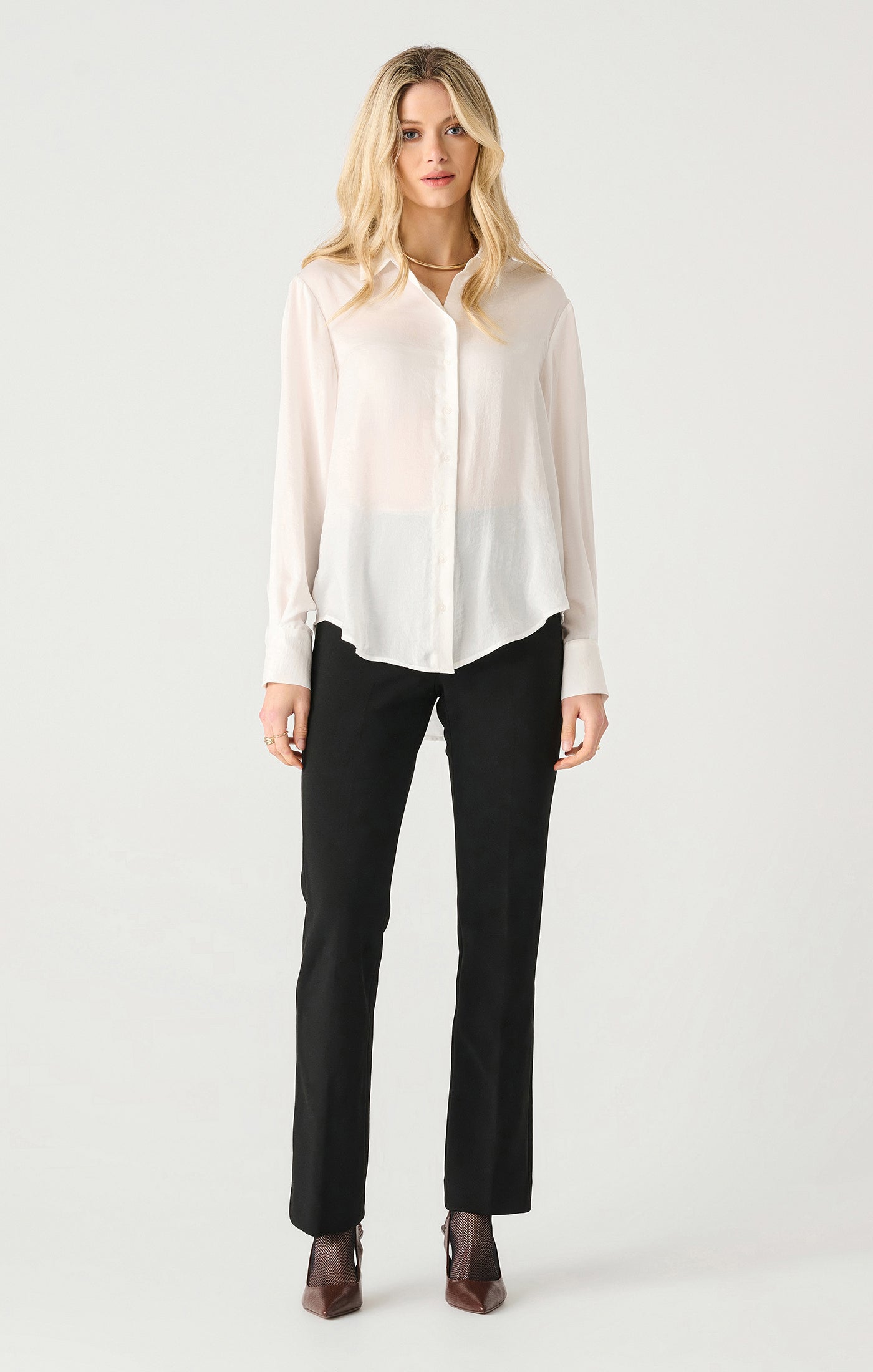 Long Sleeve Flowy Satin Blouse