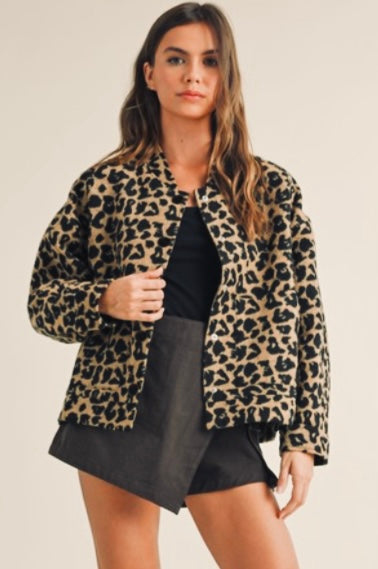 Short Faux Fur Leopard Jacket