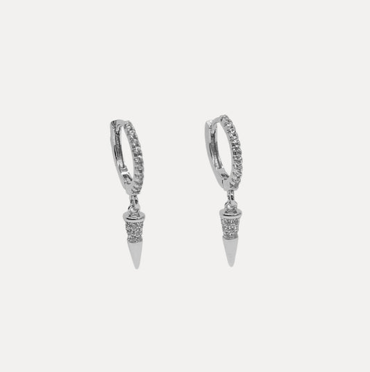 Crystal Silver Dagger Hoops