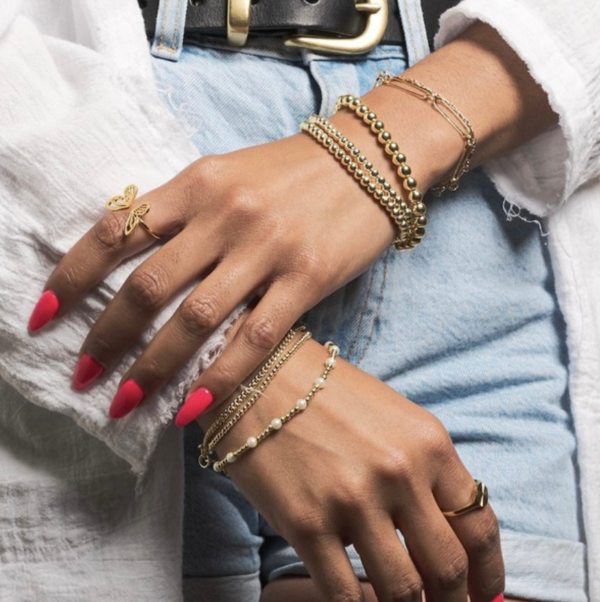 Medium Gold Plated Beaded Bracelet