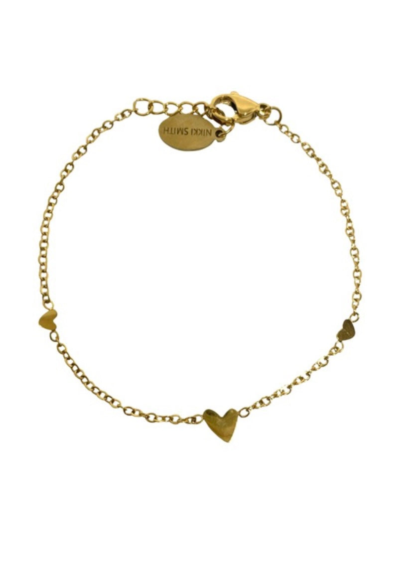 Gold Triple Heart Bracelet