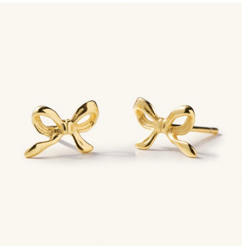 Dainty Gold Bow Earrings