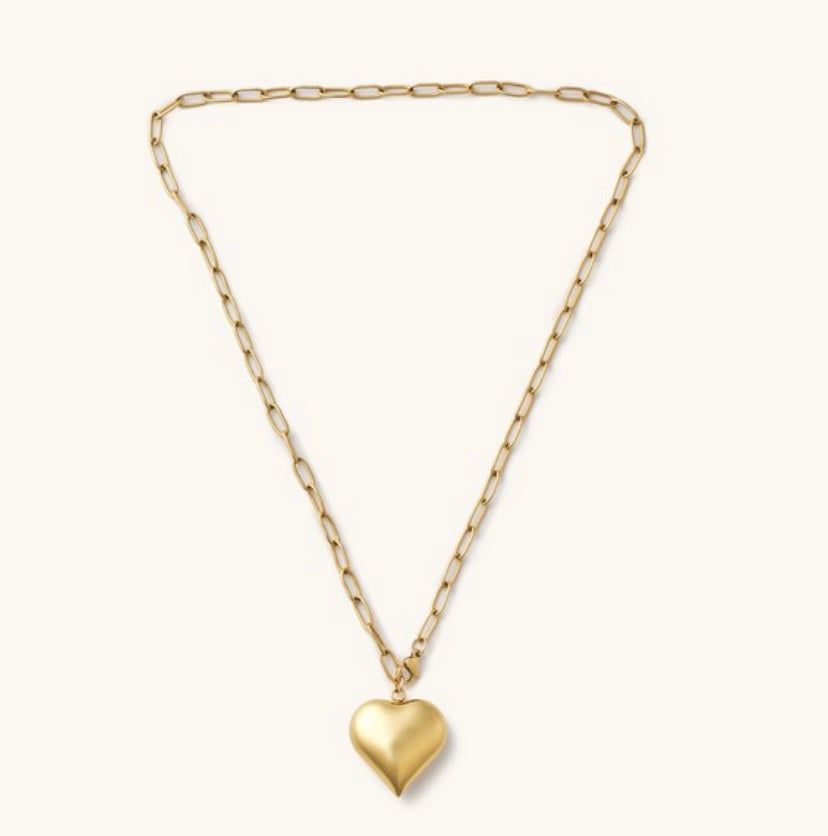 Gold Bubble Heart Chain Necklace