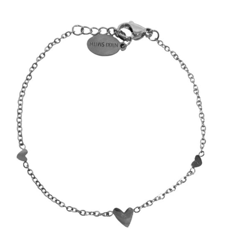 Silver Triple Heart Bracelet